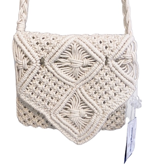 Tommy Bahama Handbags - NWT Tommy Bahama Cream Ivory Crochet Macrame Boho Crossbody Bag Retro Hippie